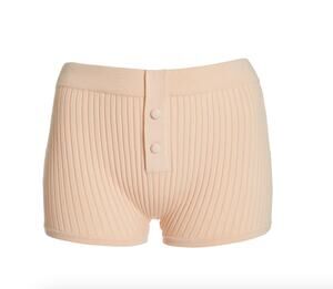 Live The Process Ribbed-Knit Mini Boy Shorts | Pink | Small